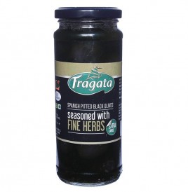 Fragata Spanish Pitted Black Olives, Seasoned With Fine Herbs  Glass Jar  330 grams